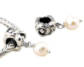 Pandora styl korálek visací s perlou White 6mm
