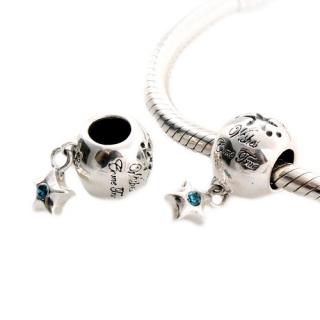 Pandora styl korálek visací se zirkonem Blue