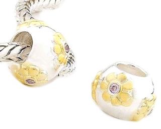 Pandora styl korálek Gold Plated 11x8mm