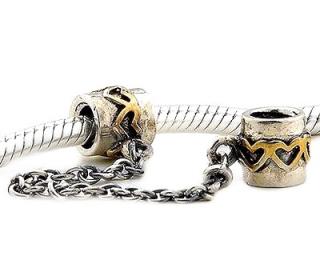 Stopery srdíčkové Gold Plated šroubovací s řetízkem