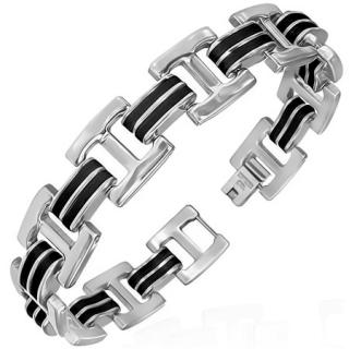 Pánský náramek Black a Silver 22cm