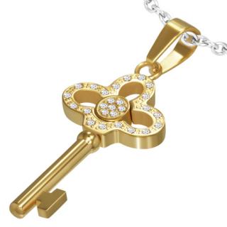  Přívěsek klíč Gold s krystaly