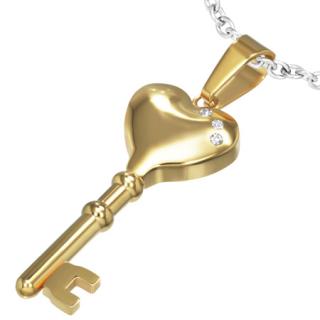  Přívěsek klíč srdíčkový Gold Plated