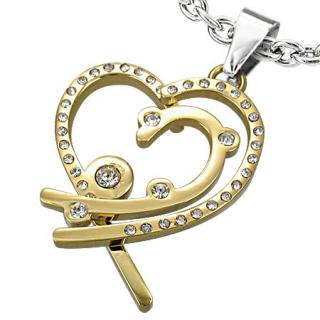 Přívěsek srdce Gold Plated s krystaly