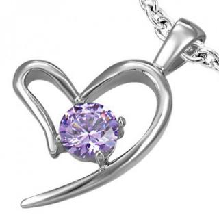  Přívěsek srdce 28x22mm Violet