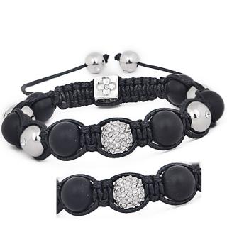    Náramek Shamballa Black se zirkony Clear