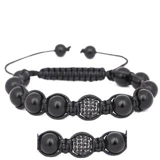 Náramek Shamballa achát a zirkony Black