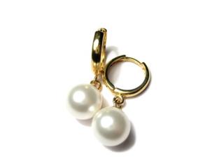     Náušnice perly Swarovski 10mm - Gold Plated 24k