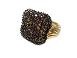 Prsten Gold Plated Brown vel.54