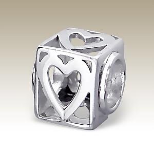 Pandora styl korálek 10mm srdíčkový - kostka