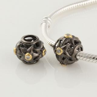 Pandora styl korálek Black a Gold