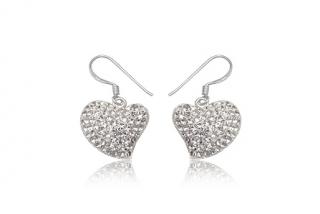 Náušnice srdíčka 15x17mm Swarovski Elements Clear