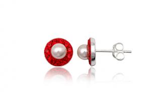 Náušnice  9mm Siam s perlou Swarovski 5mm