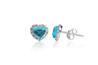 Náušnice  8mm srdíčka Aquamarine