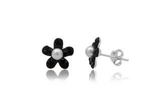 Náušnice kytičky 11mm perly Swarovski 5mm