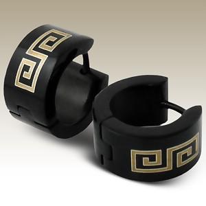 Náušnice kruhy 13mm - černo-zlaté