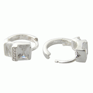      Stříbrné náušnice kroužky 13mm, zirkony Clear