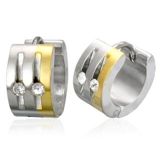 Náušnice kruhy 14x7mm - zlato-stříbrné