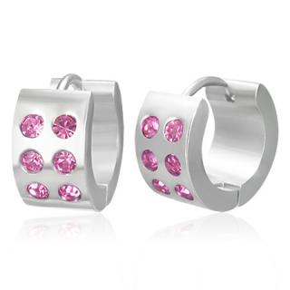 Náušnice kroužky 12x6mm - zirkony Rose