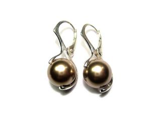 Náušnice perly 10mm Bronze Swarovski 