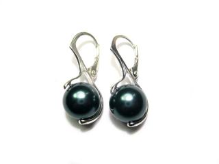 10mm perly Tahitian Swarovski - náušnice stříbrné