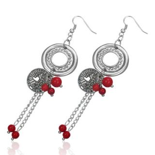 Visací náušnice 84x23mm Korál