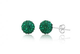 Náušnice  8mm kuličky Emerald na puzetu