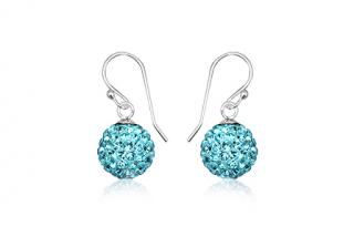 Stříbrné náušnice kuličky Aquamarine 10mm