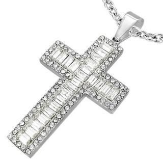 Přívěsek chirurgická ocel 40x26mm kříž