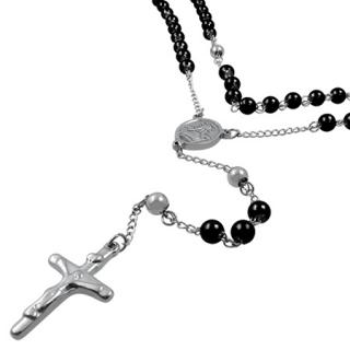 Růženec 62cm Black a Silver
