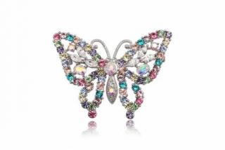 Brož Swarovski Elements motýl multicolor