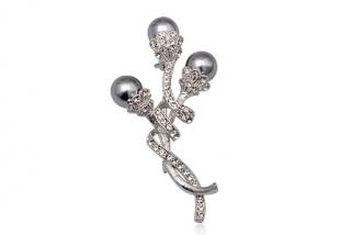 Brož s perlou Swarovski Grey