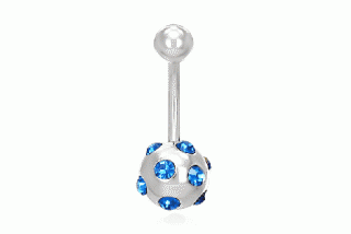Piercing z chirurgické oceli - krystaly Aquamarine