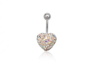 Piercing do pupíku srdce AB Swarovski