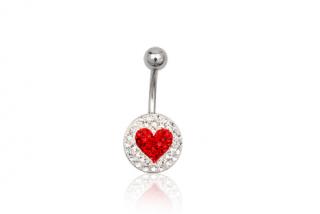 Piercing do pupíku s červeným srdíčkem