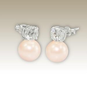      Náušnice 10mm perly Rosaline zirkon Clear