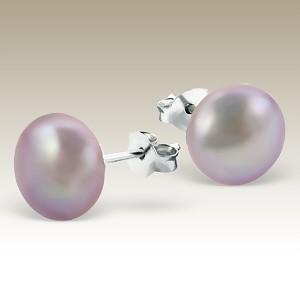 Náušnice 10mm perly Purple - pravé perly