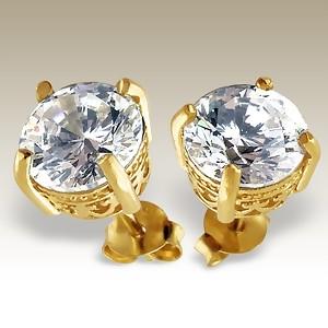  8mm zirkony Clear - náušnice pozlacené