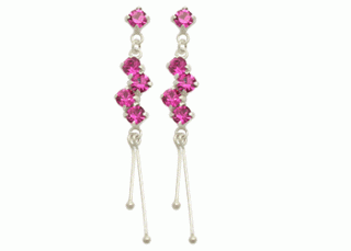 Náušnice se zirkony Rose - visací náušnice 33mm