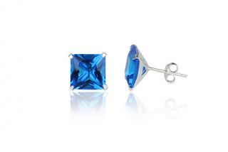 Náušnice se zirkony Blue 10mm na puzetu