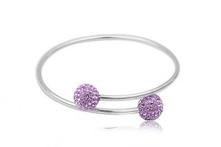 Náramek Swarovski Violet kuličky 10mm