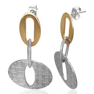       Náušnice z chirurgické oceli  50mm zlato-stříbrné
