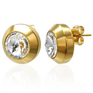 Náušnice 13mm zlaté s krystaly