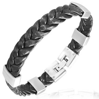 Kožený náramek 19,5cm černý