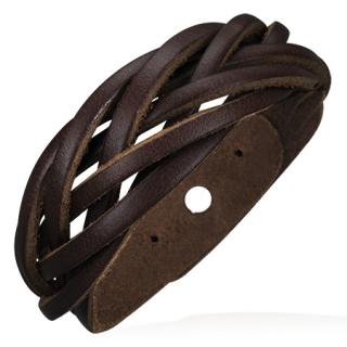 Kožený náramek 21-23cm hnědý