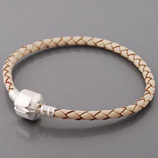 Náramek styl Pandora 18cm - béžová kůže