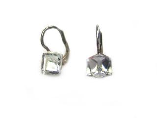 Náušnice  6mm kostičky Clear na klapku
