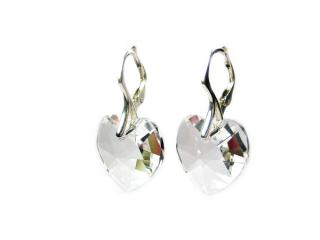  18mm srdíčka Clear Swarovski - náušnice stříbrné
