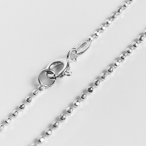 Stříbrný řetízek 45cm - síla 1,5mm kuličky sekané, rhodiováno