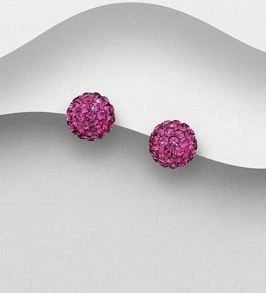 Náušnice kuličky 10mm Fuchsia